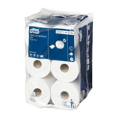 Tork SmartOne mini toilet paper - 2 ply - 112 m x 13 cm - WHITE - 12 rolls - 472193