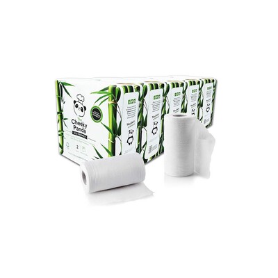 Rouleau de cuisine - tissu de bambou - 2 plis - 100 feuilles - gaufré - BLANC - 5 x 2 rouleaux - Cheeky Panda