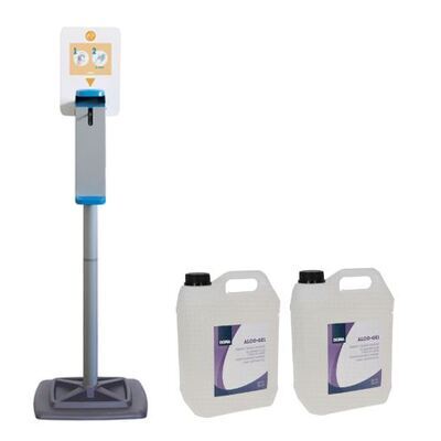 Hand Hygiene Station Doria met elleboogbediening en navulbare dispenser - 1000 ml + 2 x 5L Alco-Gel