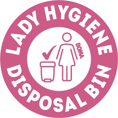 Autocollant 'Lady Hygiene Disposal Bin' - 60 mm diamètre - 6 stickers par feuil
