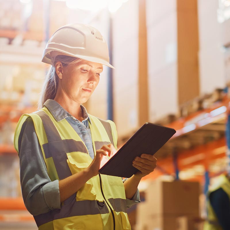 Un manager dans une entreprise logistique gère son budget de nettoyage avec les outils numériques de