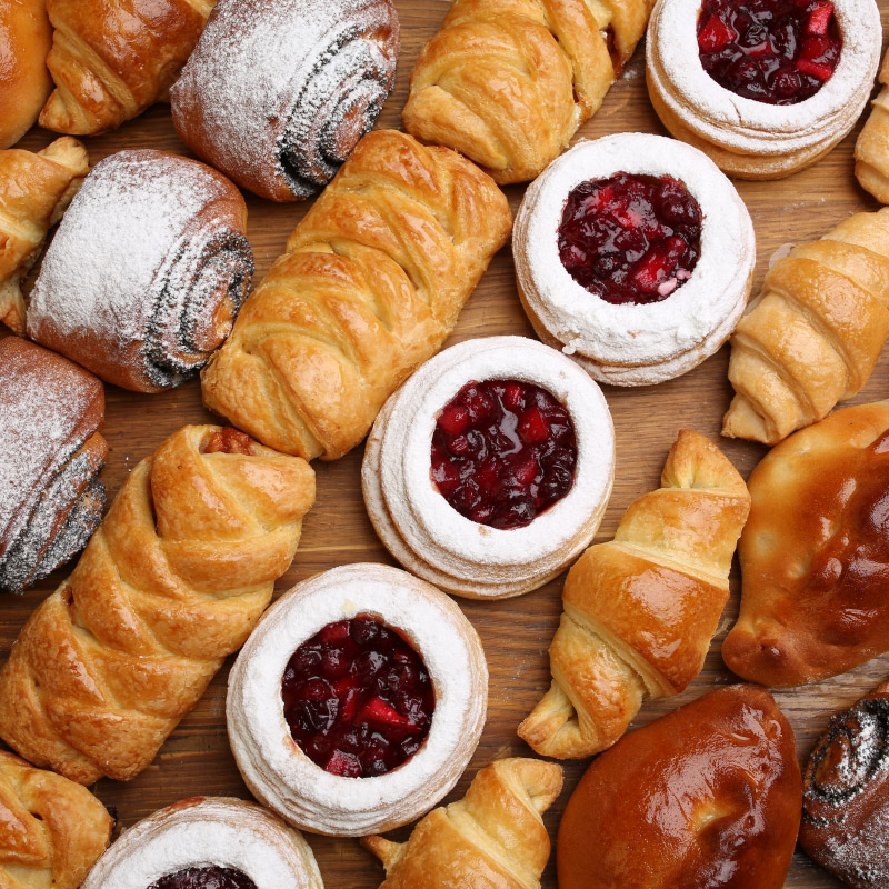 Loaves of bread in a bakery