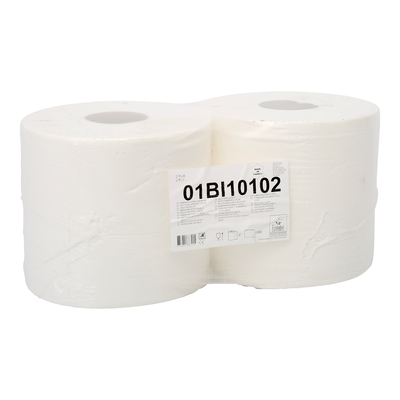 100161: Maxi multirol - zuiver tissue - 2 laags - 300 m x 19.4 cm - 1000 vel - WIT- 2 rollen