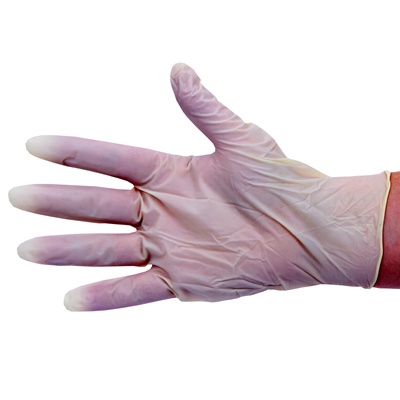 119386: Gants à usage unique en latex - non poudrés - BLANC - 100 pièces - MEDIUM