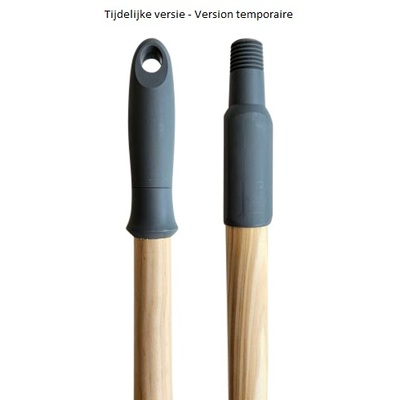 120361: Borstelsteel in hout - met plastiek schroefdraad en ophangoog - 140 cm -TIJDELIJK 155 cm
