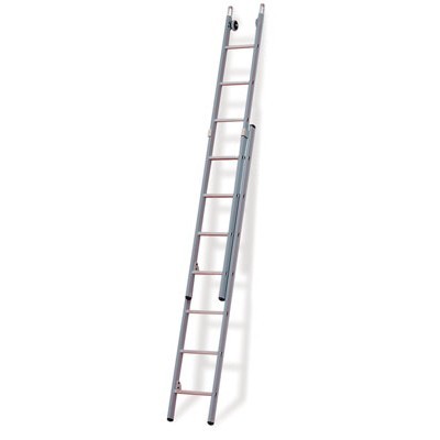 662309: Ruitenwasladder 2-delig - 2 x 9 treden - 3,50/5,95 m - 15,5 kg - 35 cm optrede - rechte bomen