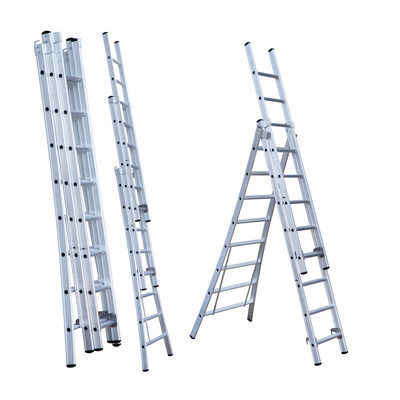 667308: Schuifladder 3-delig - 3 x 8 treden - 2,25/4,25 m - 14,0 kg