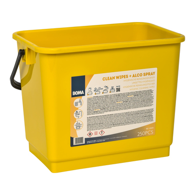 730058D: Emmer - 4 l - GEEL + etiket Alco-Wipes