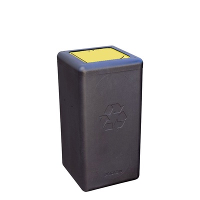 750109: Bomabin Select Brick - 65 l - ZWART - gesloten deksel GEEL