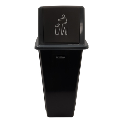 750352: Bomabin Select Dome met push deksel - 80 l - ZWART - deksel GRIJS