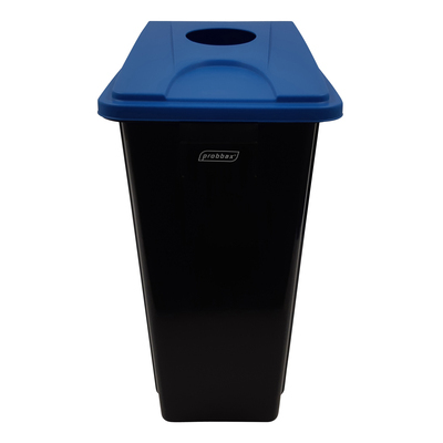 750374: Bomabin Select Flat met flessendeksel - 80 l - ZWART - deksel BLAUW