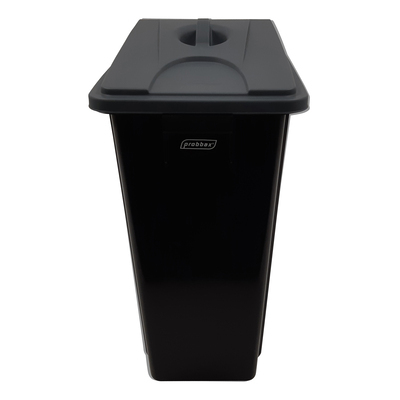 750389: Bomabin Select Flat met gesloten deksel - 60 l - ZWART - deksel GRIJS