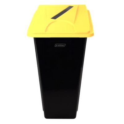 750398: Bomabin Select Flat met papierdeksel - 60 l - ZWART - deksel GEEL