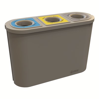 750402: Bomabin Collect Trio - 3 compartimenten - GRIJS