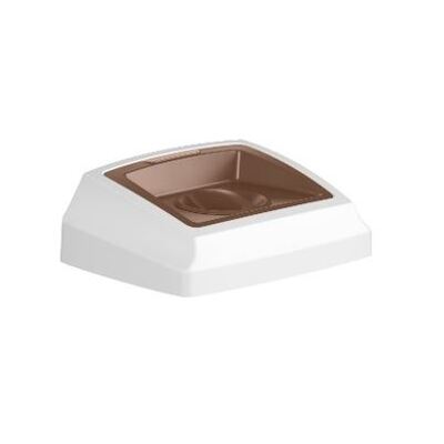750420: Deksel voor Bomabin Select Fit - 50 l - WIT/BRUIN - inwerpopening rond met dekseltje