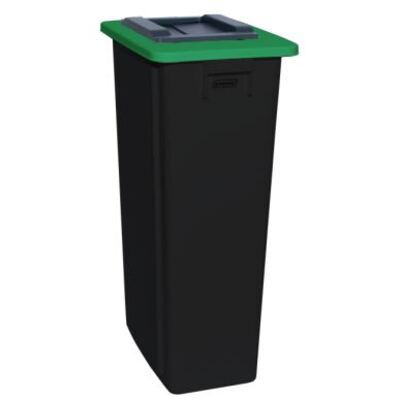 750436: Bomabin Select Flat met klepdeksel - 60 l - ZWART - deksel GROEN