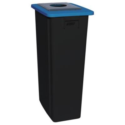 750437: Bomabin Select Flat met flessendeksel - 60 l - ZWART - deksel BLAUW