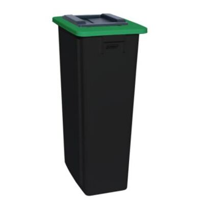 750442: Bomabin Select Flat met klepdeksel - 80 l - ZWART - deksel GROEN