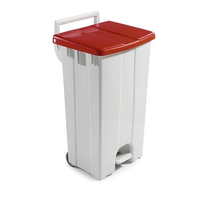 751570: Bomabin Select Pedal Classic - 90 l - WIT - deksel ROOD