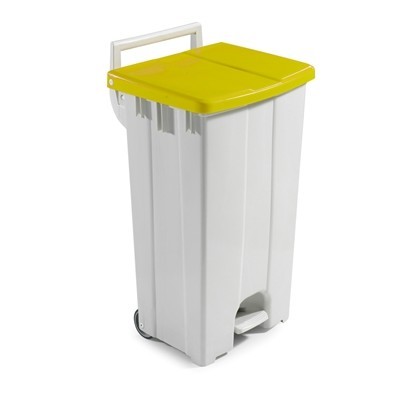 751670: Bomabin Select Pedal Classic - 90 l - WIT - deksel GEEL