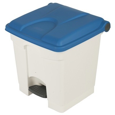 755424: Bomabin Select Pedal Classic - 30 l - WIT - deksel BLAUW