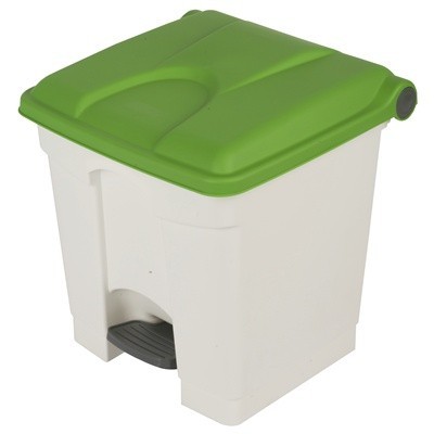 755427: Bomabin Select Pedal Classic - 30 l - WIT - deksel GROEN