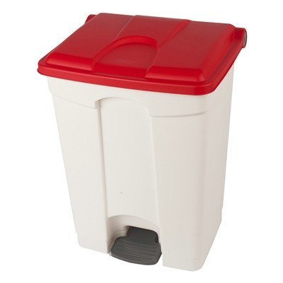 755445: Bomabin Select Pedal Classic - 70 l - WIT - deksel ROOD