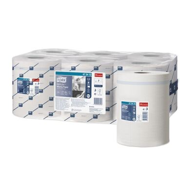 770628: Tork Reflex Poetsrol - 1 laags - 114 m x 19,4 cm - 340 vel - 6 rollen - WIT - 473412