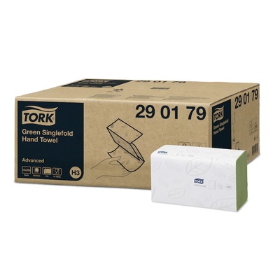 771068: Tork Advanced Z-vouw handdoeken - 2 laags - 23 x 24,8 cm - 3750 stuks - GROEN - 290179
