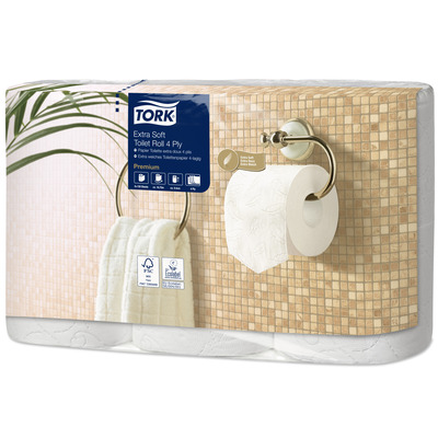 779964: Tork Premium traditioneel toiletpapier - extra zacht - 4 laags - 150 vel - 7 x 6 rollen - WIT - 1104