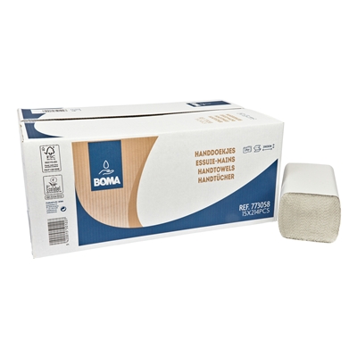 773058: Singlefold handdoekjes - recycled tissue - 2 laags - 23 x 25 cm - NATUREL - 3210 stuks (15x214)