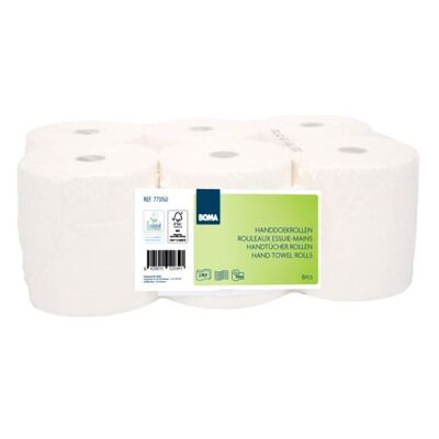 773150: Rouleau d"essuie-mains autocut - tissu recycl - 2 plis - 150 m x 20 cm - BLANC - 6 rouleaux