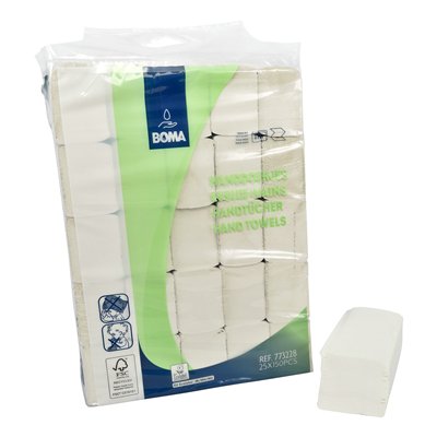 773228: Multifold handdoekjes - recycled tissue - 2 laags - 24 x 21 cm - WIT - 3750 stuks (25x150)