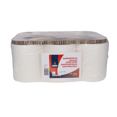 774802: Handdoekrol - zuiver tissue - 2 laags - 150 m x 21 cm - WIT - 6 rollen