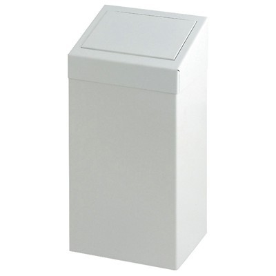 774956: Metalen afvalbak met pushklep - 50 l - WIT