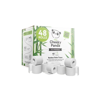 776002: Traditioneel toiletpapier - bamboe tissue - 3-laags - 24 m - 200 vel - WIT - 48 rollen - Cheeky Panda