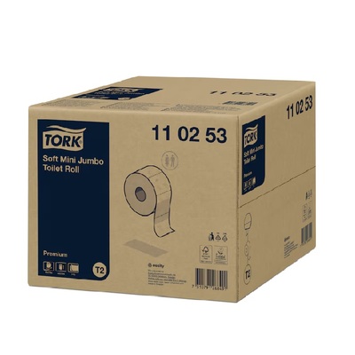 779325: Tork Premium Mini Jumbo toiletpapier - 2 laags - 170 m x 9,7 cm - 850 vel - 12 rol - WIT - 110253